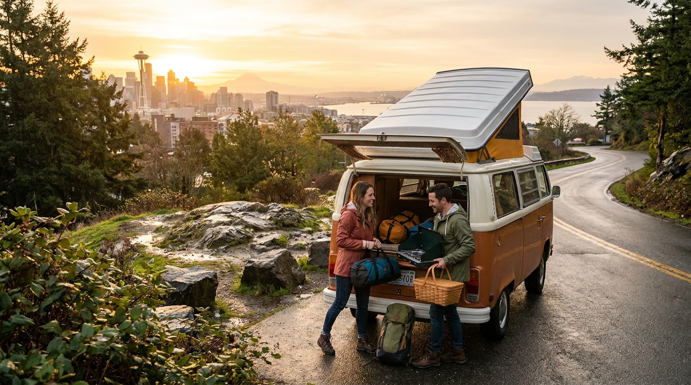Map for Airport RV Pickup Tips for Seattle - Fly and Drive Guide 2026